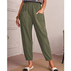 Women’s Cotton Linen Elastic-Waist Trousers