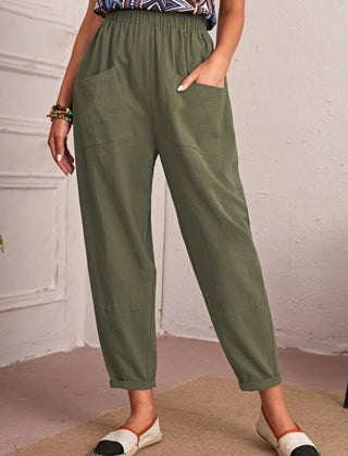 Women’s Cotton Linen Elastic-Waist Trousers