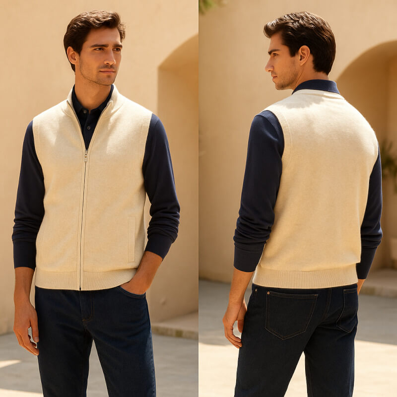 Harrington Soft Knit Zip Men's Vest - detail image 6