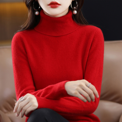 Women’s Cashmere-Blend Slim Turtleneck Jumper in Red