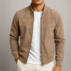 Men's Léo Suede-Look Bomber Jacket - Brown