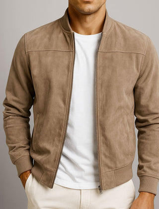 Men's Léo Suede-Look Bomber Jacket - Brown
