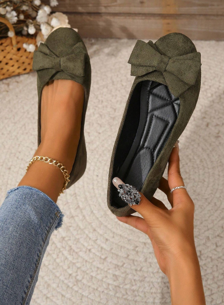 Women’s Bow-Detail Suede-Look Flats