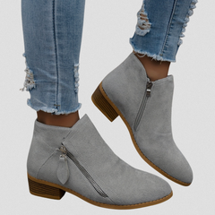 Women's Zip Ankle Boots - All-Day Comfort Fit - Grey