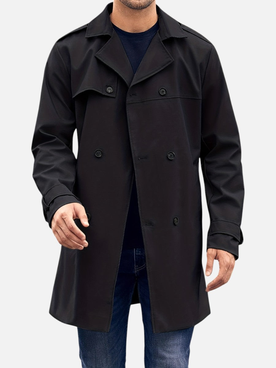 Men’s Double-Breasted Back-Belt Trench Coat
