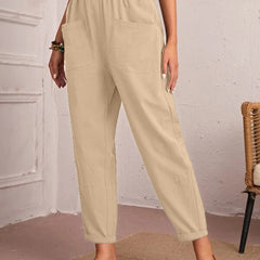 Women’s Cotton Linen Elastic-Waist Trousers
