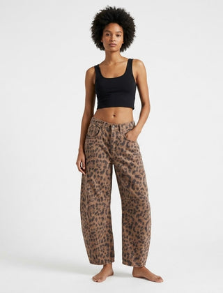 Women’s Leopard Print Barrel Jeans