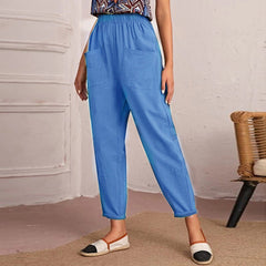 Women’s Cotton Linen Elastic-Waist Trousers