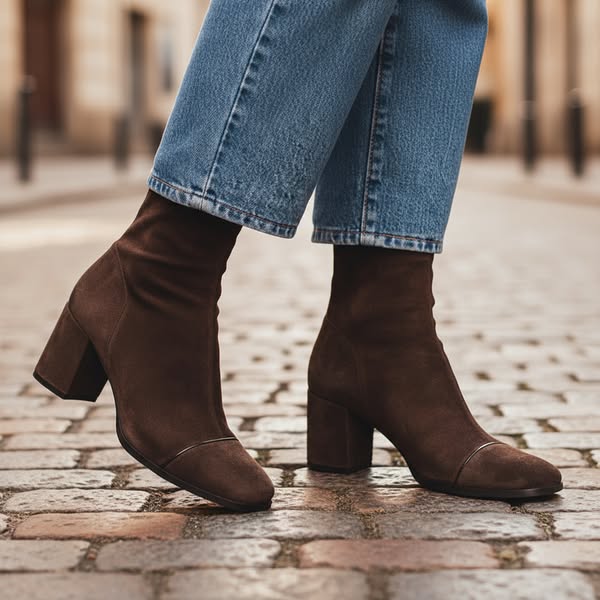 Women’s Faux-Suede Square-Toe Block-Heel Ankle Boots