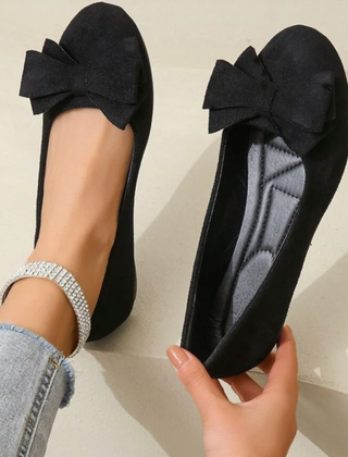 Women’s Bow-Detail Suede-Look Flats