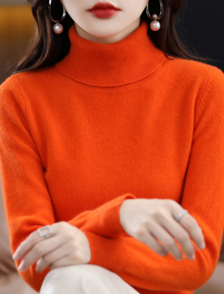 Women’s Cashmere-Blend Slim Turtleneck Jumper in Orange