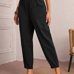 Women’s Cotton Linen Elastic-Waist Trousers