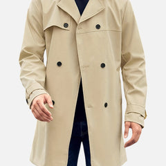 Men’s Double-Breasted Back-Belt Trench Coat