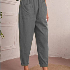 Women’s Cotton Linen Elastic-Waist Trousers