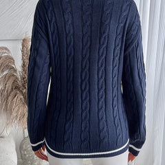 Women’s Cable-Knit V-Neck Sweater