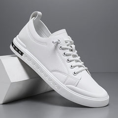Men’s Smooth Leather Low-Top Trainers in White