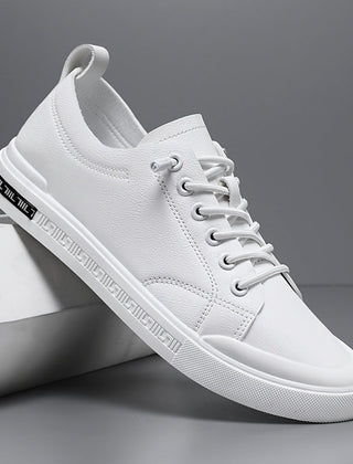 Men’s Smooth Leather Low-Top Trainers in White
