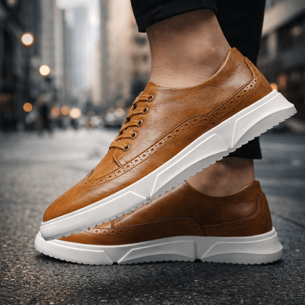 Men’s Leather Brogue Lace-Up Trainers