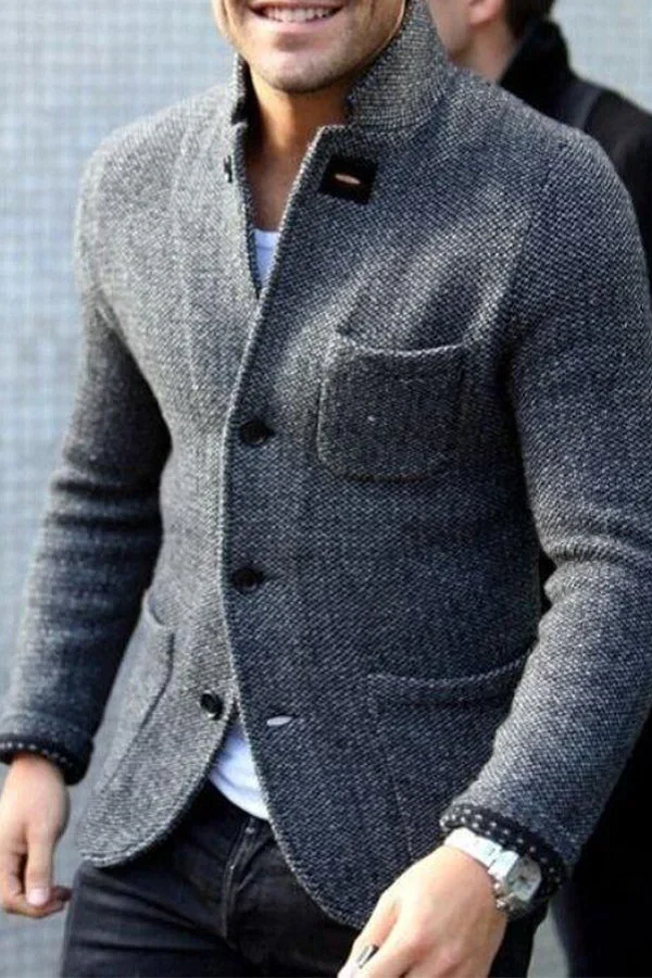Men’s Retro Wool-Blend Cardigan Jacket