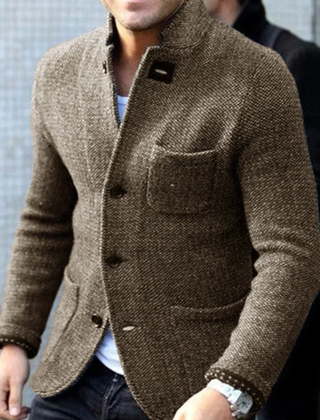 Men’s Retro Wool-Blend Cardigan Jacket