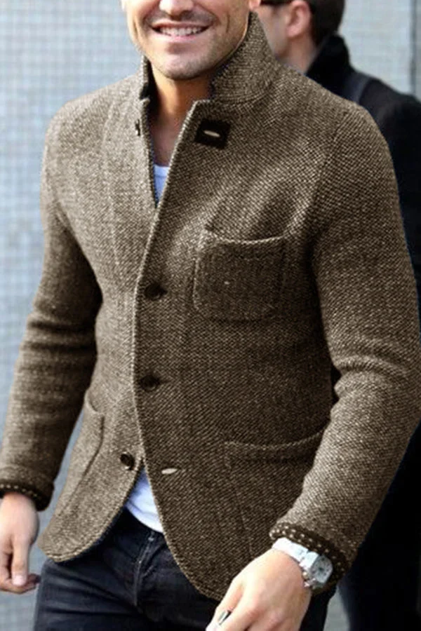 Men’s Retro Wool-Blend Cardigan Jacket