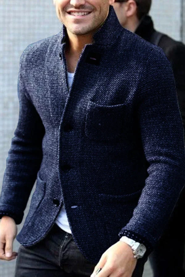 Men’s Retro Wool-Blend Cardigan Jacket