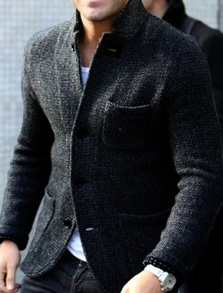 Men’s Retro Wool-Blend Cardigan Jacket