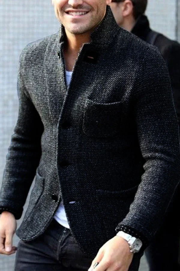 Men’s Retro Wool-Blend Cardigan Jacket
