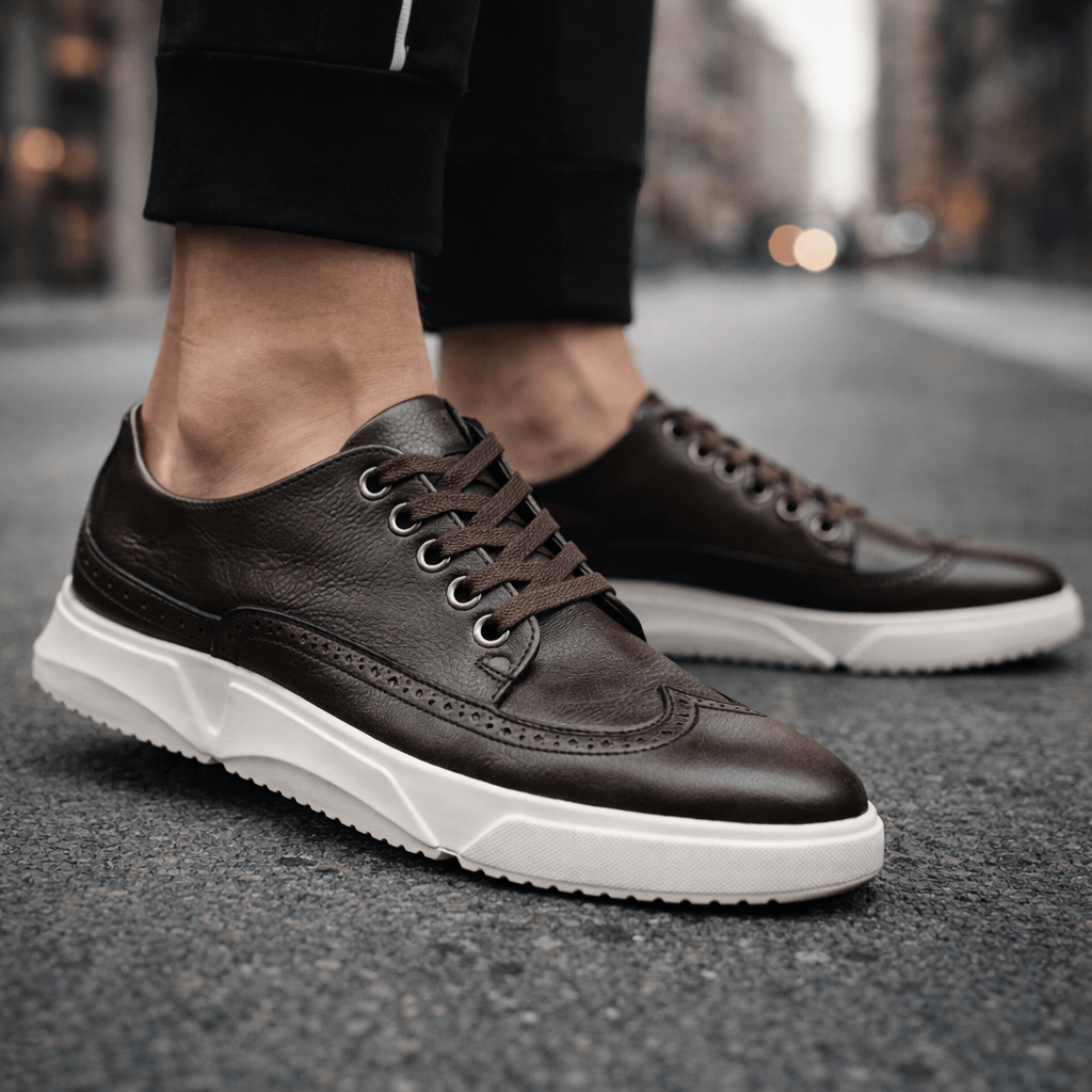 Men’s Leather Brogue Lace-Up Trainers