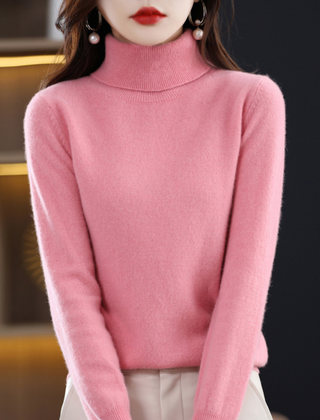 Women’s Cashmere-Blend Slim Turtleneck Jumper in Pink