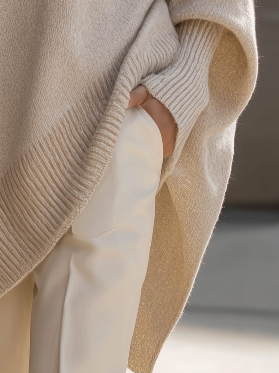Women’s Oversized Asymmetric-Hem Knit Jumper