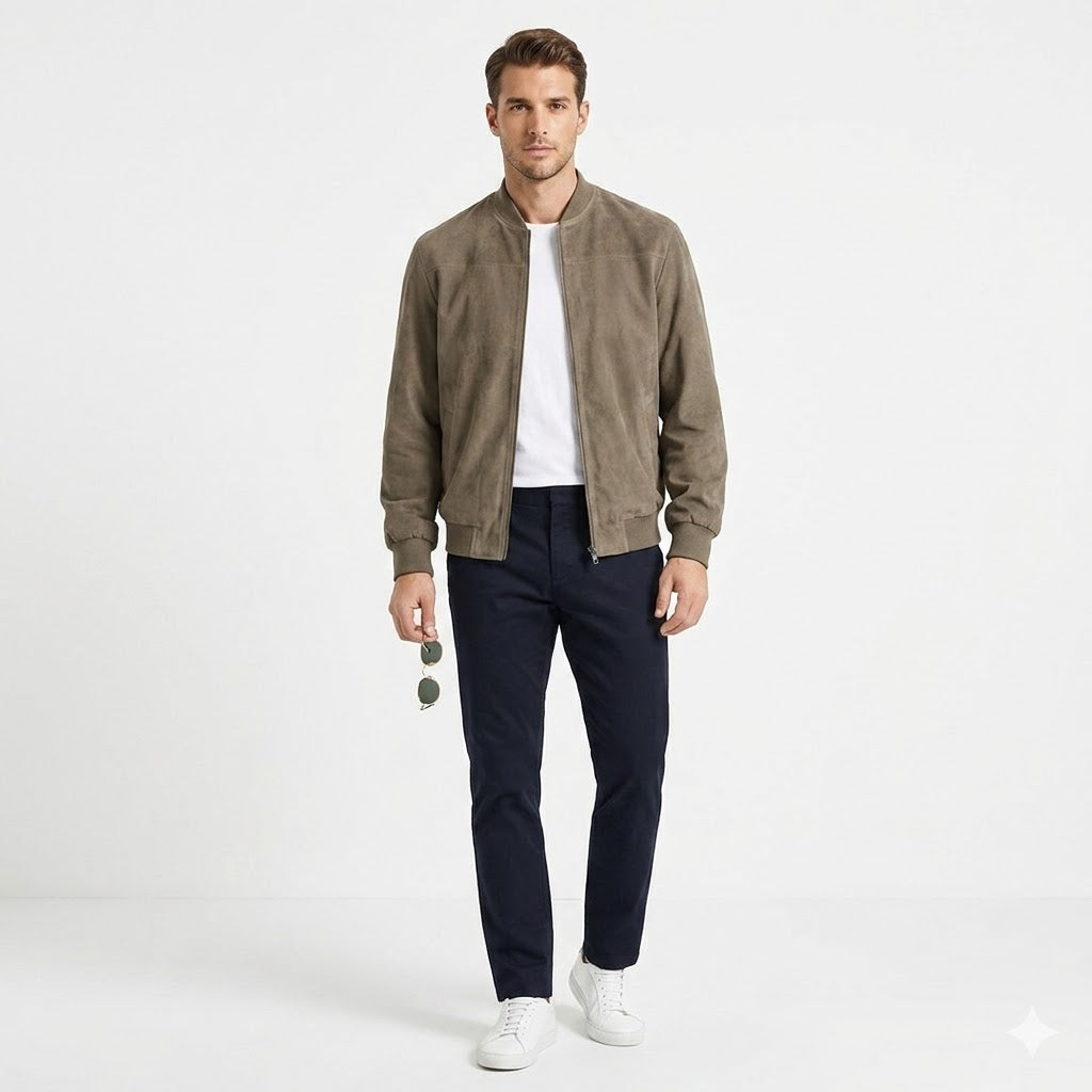 Men’s Suede-Touch Bomber Jacket