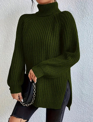 Women's Houstona Turtleneck Jumper - Olive Green