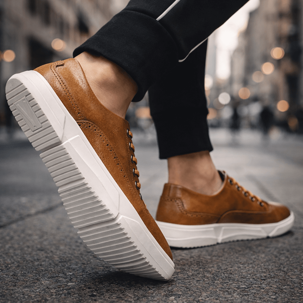 Men’s Leather Brogue Lace-Up Trainers