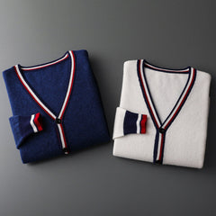 Men’s Wool-Blend Contrast-Trim Cardigan