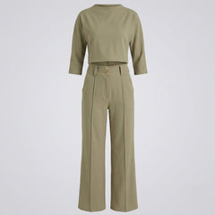 Women’s Cropped Top & High-Waisted Trousers Set