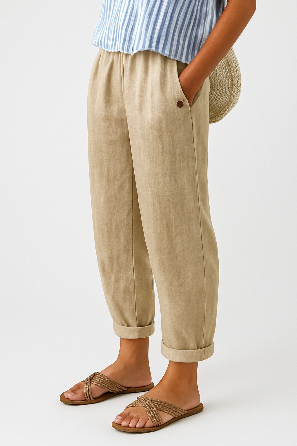 Women’s Cropped Linen-Blend Trousers
