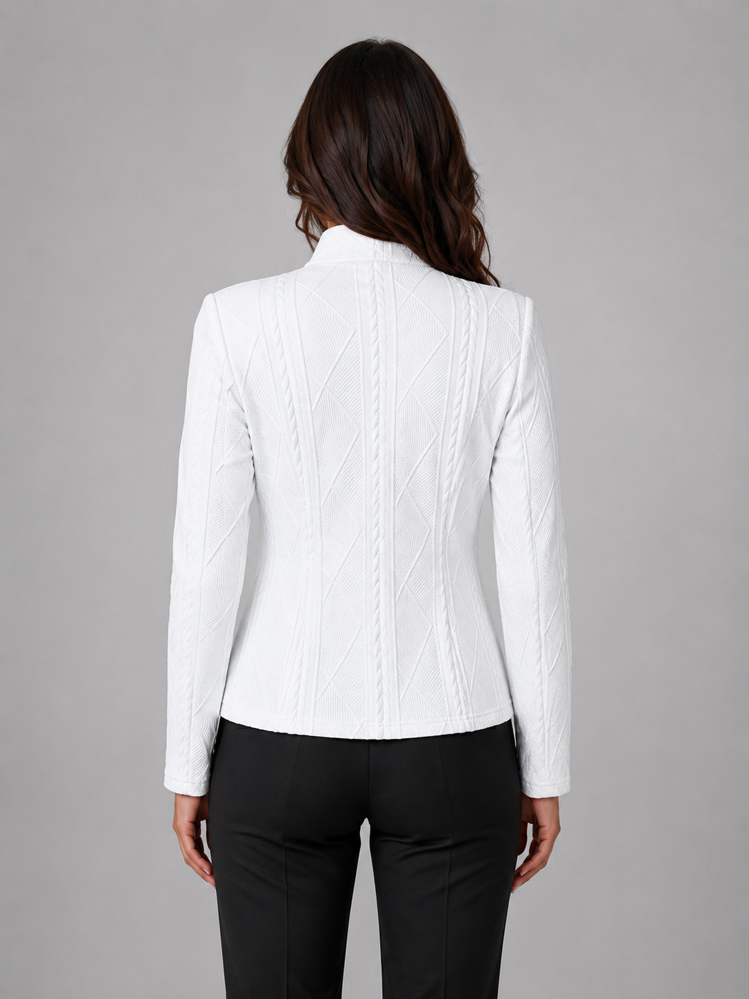 Women’s Textured Mock-Neck Fitted Blazer