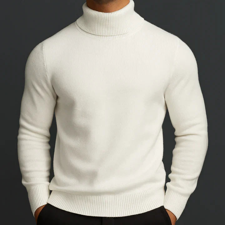 Men's Marcel Fine Knit Turtleneck Jumper - White