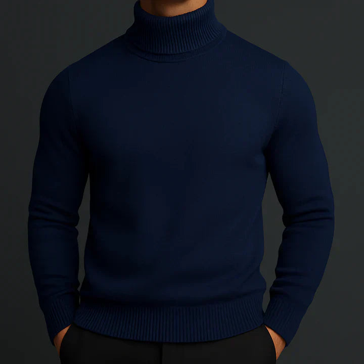 Men's Marcel Fine Knit Turtleneck Jumper - Blue