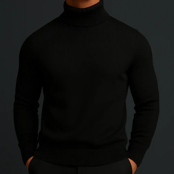 Men's Marcel Fine Knit Turtleneck Jumper - Black