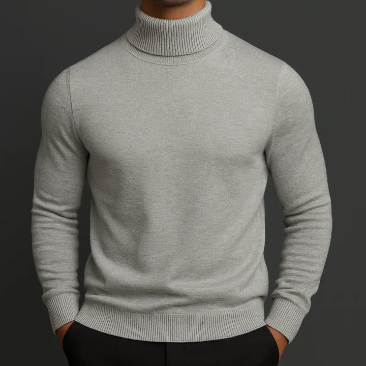 Men's Marcel Fine Knit Turtleneck Jumper - Grey