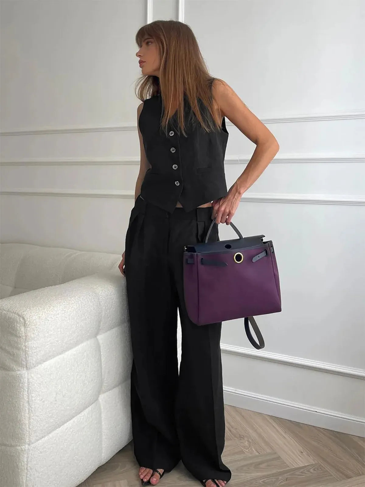 Women’s Linen Waistcoat & Trousers Set