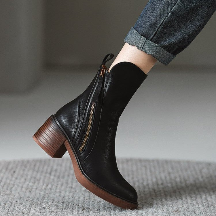 Women’s Leather Side-Zip Everyday Boots