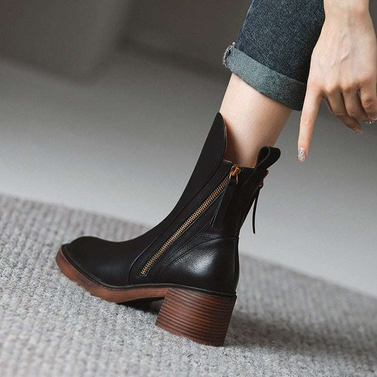 Women’s Leather Side-Zip Everyday Boots