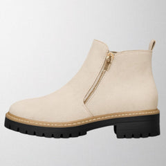 Women’s Black Suede-Look Ankle Boots with Gold Zip