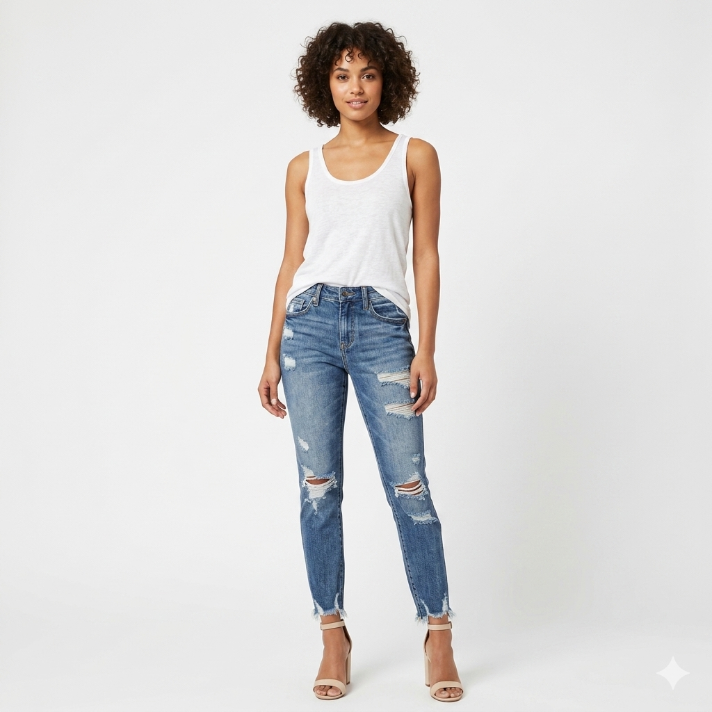 Women’s Distressed Flared Jeans