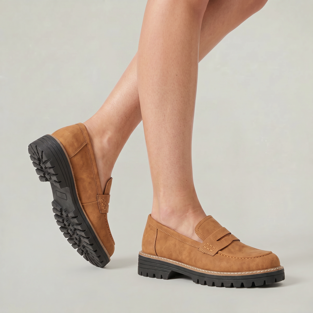 Women’s Suede-Style Penny Platform Loafers