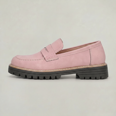 Women’s Suede-Style Penny Platform Loafers in Pink