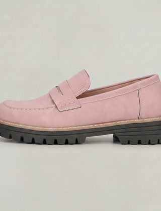 Women’s Suede-Style Penny Platform Loafers in Pink